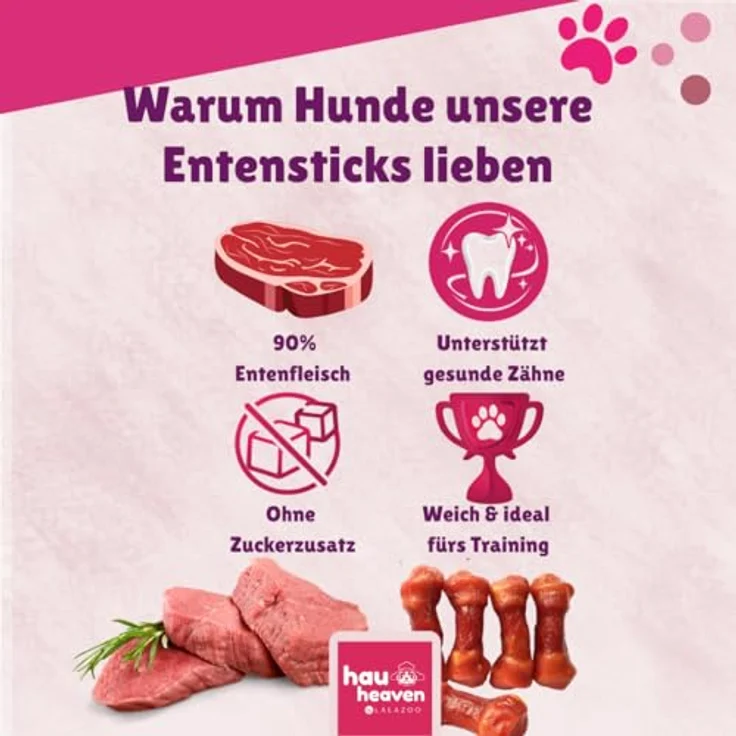 LalaZoo Dental Bone 500g, Zahnreinigende Hundeknochen mit 55% Kaustange und 35% Entenbrustfilet, Getreidefrei, Ohne Zuckerzusatz, Unterstützt Zahnpflege und Kautrieb bei Welpen und Hunden – Bild 2