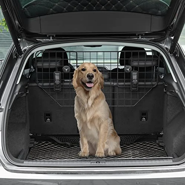 PawHut Hundegitter Auto Universal, Autoschutzgitter für Hunde mit stufenlos verstellbarer Breite 90-120 cm, Trenngitter aus pulverbeschichtetem Metall – Bild 2