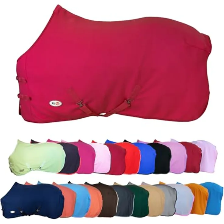 RL24 Abschwitzdecke BASICLINE, atmungsaktiv mit Kreuzgurt, pink, 165cm