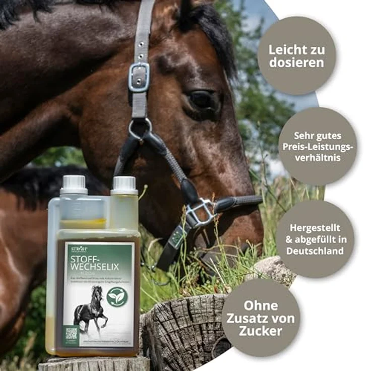 STRÖH STOFFWECHSELIX (1l), Stoffwechselsaft für Pferde mit Mariendistel & Artischocke, Leber- & Nierensaft, zuckerfrei, Detox Kur für Pferde – Bild 5