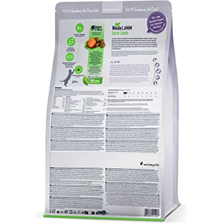Happy Cat 70615 Senior Weide Lamm, Katzen-Trockenfutter für Senioren ab 8 Jahren, leicht verdauliche Rezeptur mit Lamm, 4 kg – Bild 5