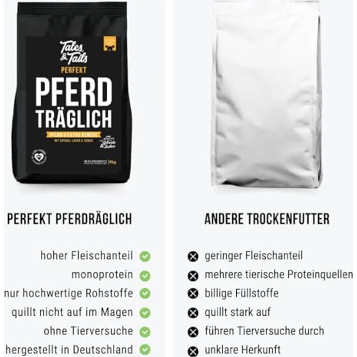 Tales & Tails Halbfeuchtes Trockenfutter für Hunde, Getreidefrei, Monoprotein Pferd, 4 kg (2er Pack) – Bild 4