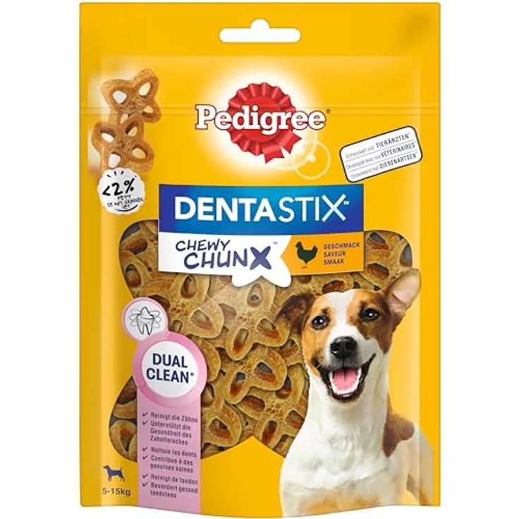 Pedigree Dentastix Chewy Chunx, Zahnpflegesnacks für kleine Hunde (5-15 kg) mit Huhn, 5 Packungen (5 x 68 g), zuckerfrei und ohne künstliche Farb- oder Aromastoffe – Bild 2