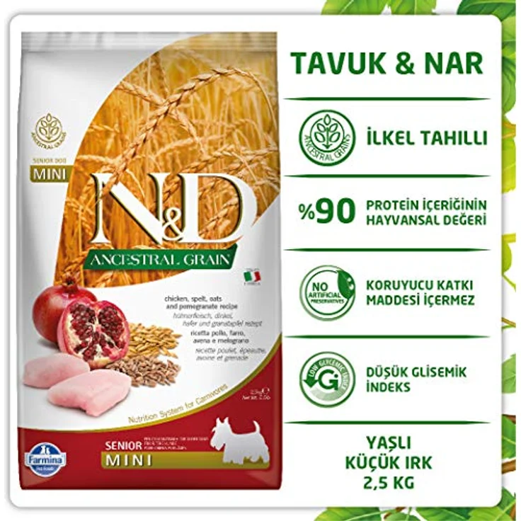 Farmina N&D ANCESTRAL Grain Pellets Hundefutter, Trockenfutter mit Huhn, Dinkel, Hafer und Granatapfel, 2,5 kg, ohne Mais, mit Vitaminen und natürlichen Antioxidantien – Bild 3