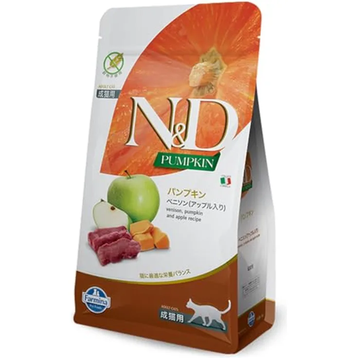 Farmina N&D Pumpkin Adult Pellets Katzenfutter, Trockenfutter mit Wildbret und Apfel, reich an Vitaminen und natürlichen Antioxidantien, ohne Mais, 300 g