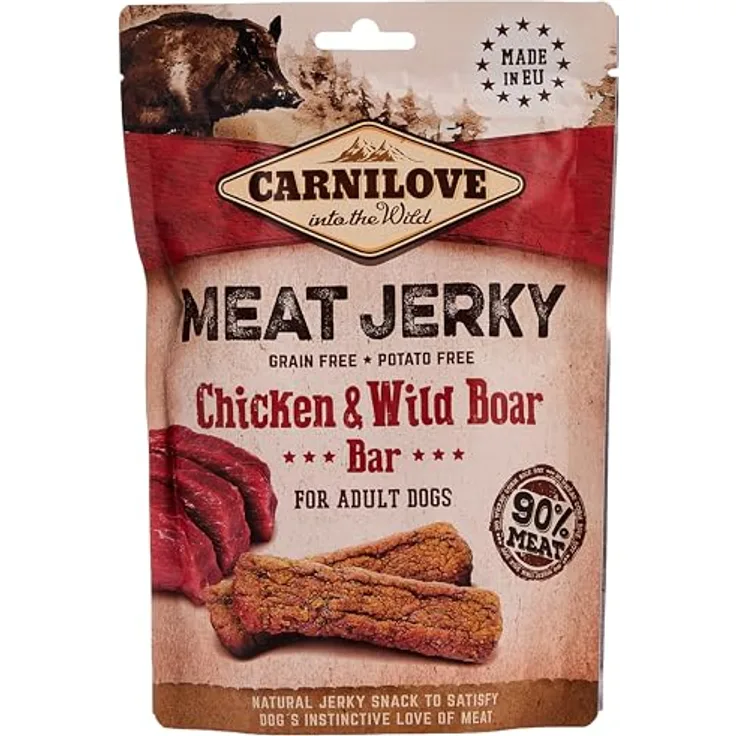 Carnilove Dog - Meat Jerky - Proteinriegel für Hunde aus Huhn und Wildschwein, 100g