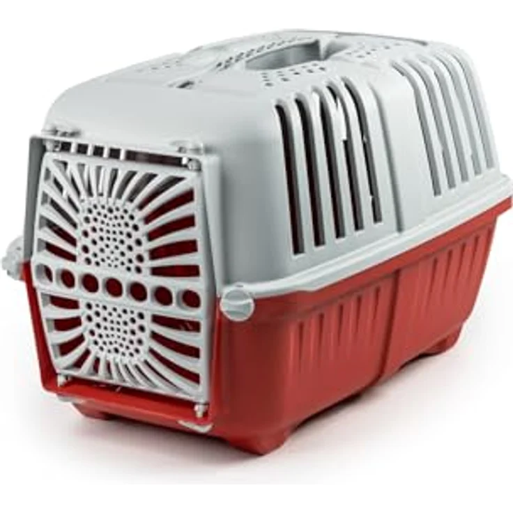 lionto Tiertransportbox aus recyceltem Kunststoff, verschiedene, 55 cm x 36 cm x 36 cm, rot – Bild 2
