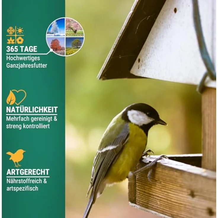 Agrarzone Vogelfutter Wildvögel ganzjährig 20kg, hochwertiger Körner-Mix mit Sonnenblumenkerne, staubfrei & ohne Zusatzstoffe, gentechnikfrei – Bild 5