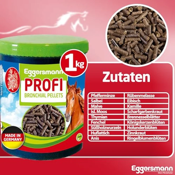 Eggersmann Mein Pferdefutter Profi Bronchial Pellets, 1 kg - Ergänzungsfuttermittel mit Kräutern, Vitaminen & Mineralstoffen für staubempfindliche Pferde – Bild 5