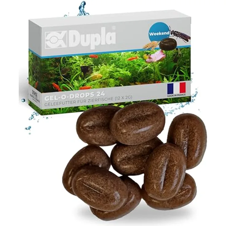 Dupla Gel-O-Drops Weekend, 12 x 2 g, nährstoffreiches Zierfischfutter für bis zu 6 Tage, leicht dosierbar, ungekühlt lagerbar