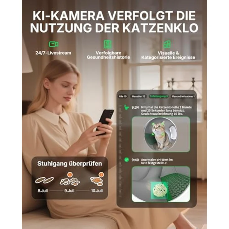 PETKIT PUROBOT Max Pro 2 Selbstreinigende Katzentoilette mit KI-Kamera, Präziser Mehrkatzen-Erkennung und Hygienischem Kordelzugsystem für Mehrere Katzen – Bild 3