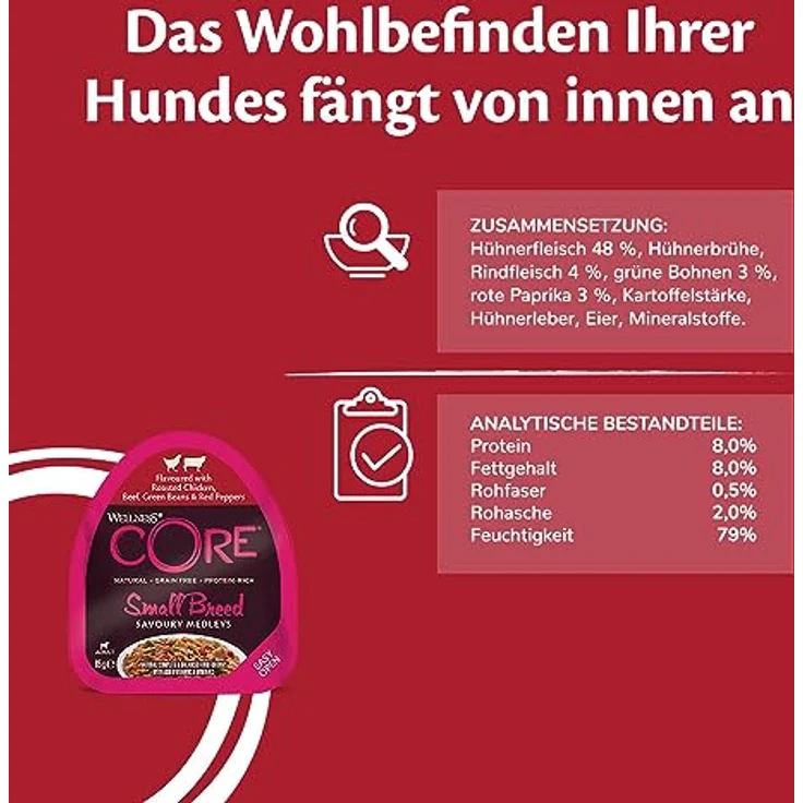 Wellness CORE Small Breed Savoury Medleys, Hundefutter nass für kleine Hunde, Butcher Selection Mix, getreidefrei, 6 x 85 g, mit hohem Fleischanteil – Bild 5