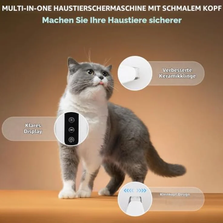 Beihre Pfotentrimmer für Hunde, kabellose Hundeschermaschine mit LED-Licht, Edelstahl-Klinge, wiederaufladbar, ideal für Pfoten, Augen, Ohren und Gesicht – Bild 3