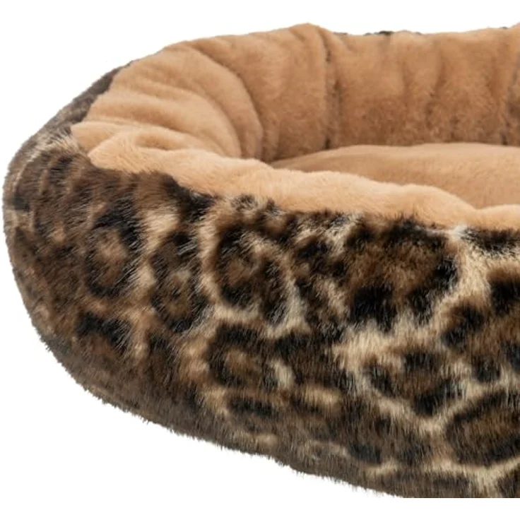 Trixie Hundebett Leo, rundes Hundekissen in Hellbraun/Braun, Ø50cm, mit abnehmbarem Softplüsch-Bezug und rutschfestem Boden – Bild 2