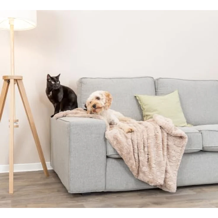 TRIXIE Tierdecke Decke Cosy beige, besonders weiche und kuschelige Hundedecke aus Struktur-Softplüsch – Bild 2