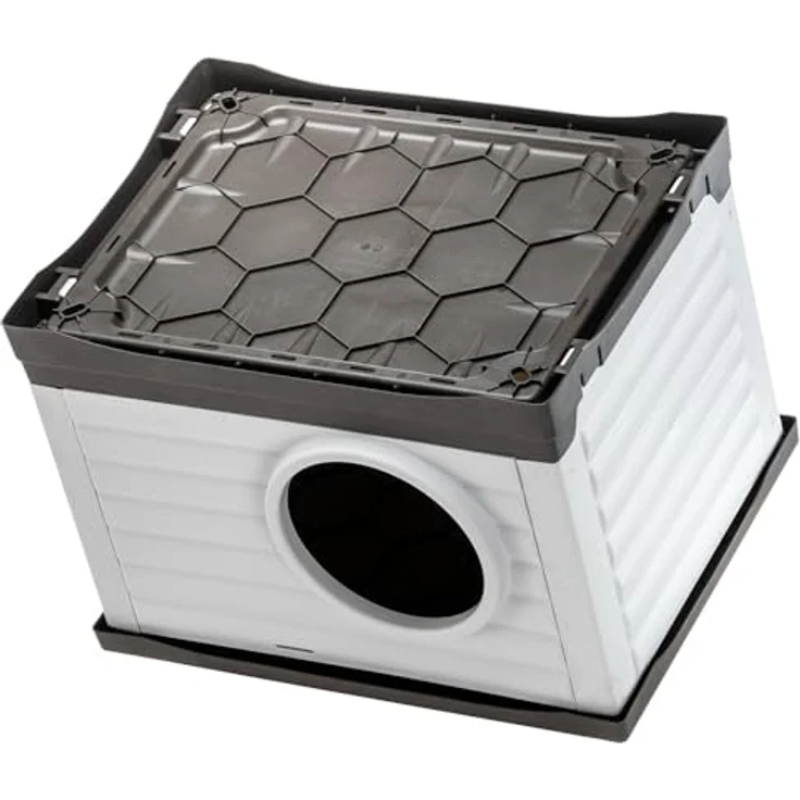 Ferplast PETVILLA 60, Hundehütte & Katzenzwinger aus recyceltem Kunststoff, 54 x 43 x h 38,5 cm, robust und UV-beständig, mit gerilltem Boden und abnehmbarem Dach – Bild 4