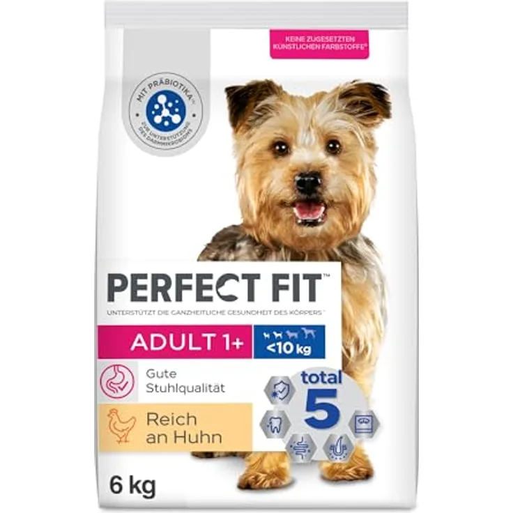 PERFECT FIT Adult 1+ Huhn XS/S, Hundefutter für kleine Hunderassen, 6 kg mit "Total 5" Formel für Rundumschutz