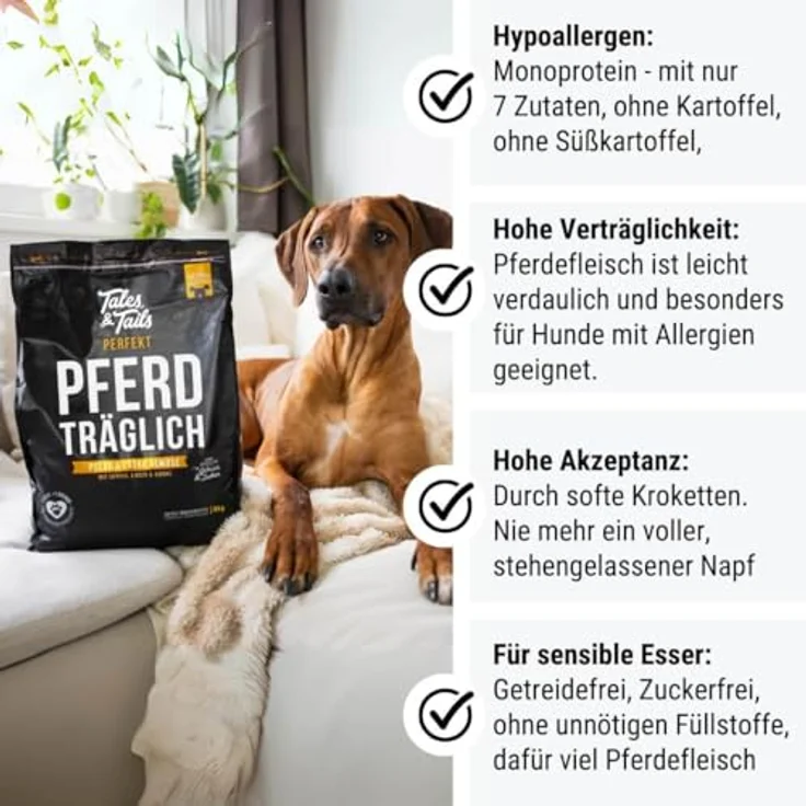 Tales & Tails Halbfeuchtes Trockenfutter für Hunde, Getreidefrei, Monoprotein Pferd, 4 kg (2er Pack) – Bild 3
