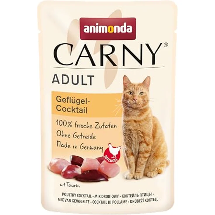 animonda Carny Katzenfutter nass Geflügel-Mix, 8 Portionsbeutel (8 x 85g), getreidefreies Nassfutter ohne Zucker für ausgewachsene Katzen mit frischen fleischlichen Zutaten – Bild 3