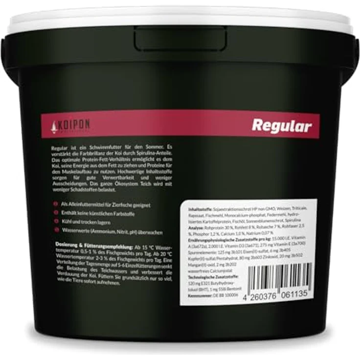 KOIPON Regular Koifutter 3,5 kg, 3 mm, Sommerfutter mit 1% Spirulina, schwimmend für Koi und Goldfische – Bild 2