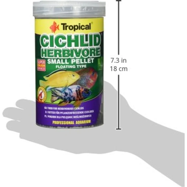 Tropical Cichlid Herbivore Small Pellet, schwimmende Pellets für pflanzenfressende Cichliden mit Spirulina, 1 x 1 l – Bild 2