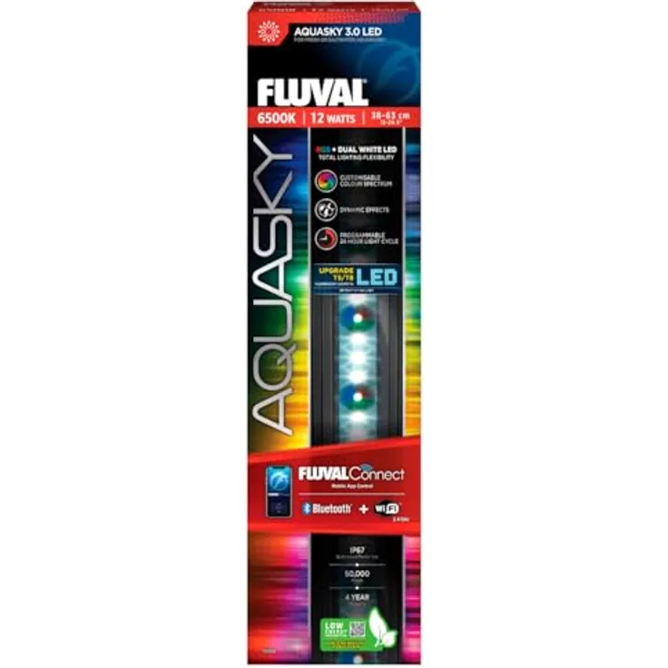 Fluval AQUASKY LED 3.0, 12W Aquariumbeleuchtung mit RGB- und weißen LEDs, programmierbarem 24-Stunden-Lichtzyklus, für Aquarien von 38-62.8 cm