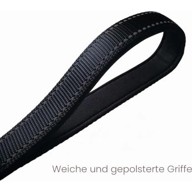 Eyeleaf Hundeleine, 1,5m, reflektierend, gepolstert, stark mit doppeltem Griff, strapazierfähig, Nylon, schwarz, für große und mittelgroße Hunde – Bild 5