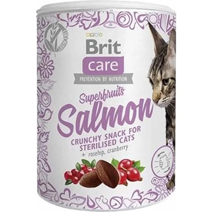 Brit Care Cat Snack - Superfruits Salmon, Crunchy Snack mit Lachs, Hagebutten und Cranberries, 100g – Bild 3