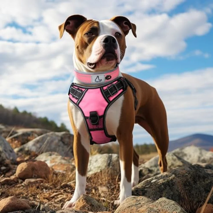 Joytale Gepolstertes Neopren Hundehalsband für Mittelgroße Hunde, Nylon Reflektierend, Pink, 37-48 cm – Bild 3