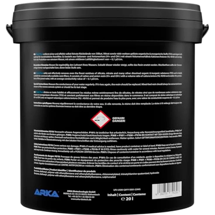 ARKA Mischbettharz Osmoseanlage 20 L, Vollentsalzer für Resinfilter, senkt TDS, Silikat, Nitrat & Phosphat, geeignet für Meerwasser & Süßwasser – Bild 2