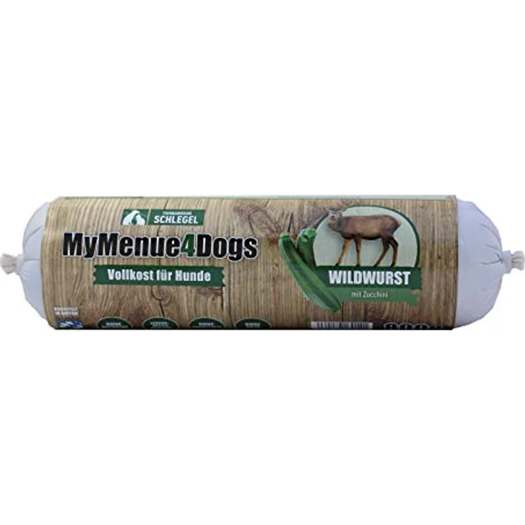 MyMenue4Dogs Hundefutter Wildwurst, 8 x 800 g Vollnahrung mit Wild und Zucchini, ohne Zusatzstoffe, hergestellt in Bayern – Bild 2