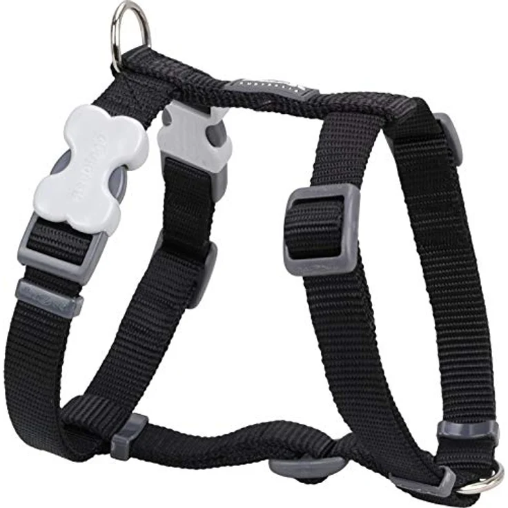 Red Dingo Geschirr Hundegeschirr weich 30-48 cm, Schwarz - verstellbar, aus Nylon und Edelstahl – Bild 2