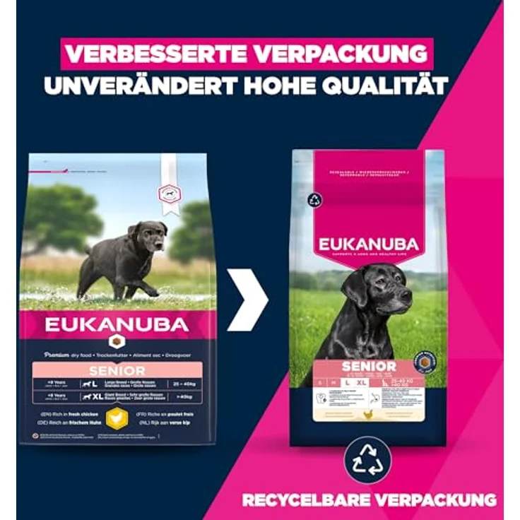 Eukanuba Hundefutter mit frischem Huhn für große Rassen, Premium Trockenfutter für Senior Hunde ab 9 Jahren, 3 kg – Bild 2
