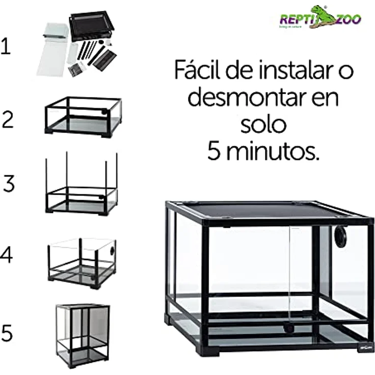 ReptiZoo Glasterrarium 60x45x45cm, zerlegbar mit Schwenktüre und einzigartiger Ventilation, verschickbar RK0107 – Bild 7