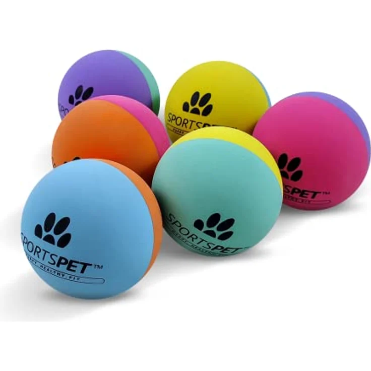 SPORTSPET High Bounce Balls, Hundespielzeug aus natürlichem Kautschuk, Ø 60mm, 6er-Pack – Bild 1