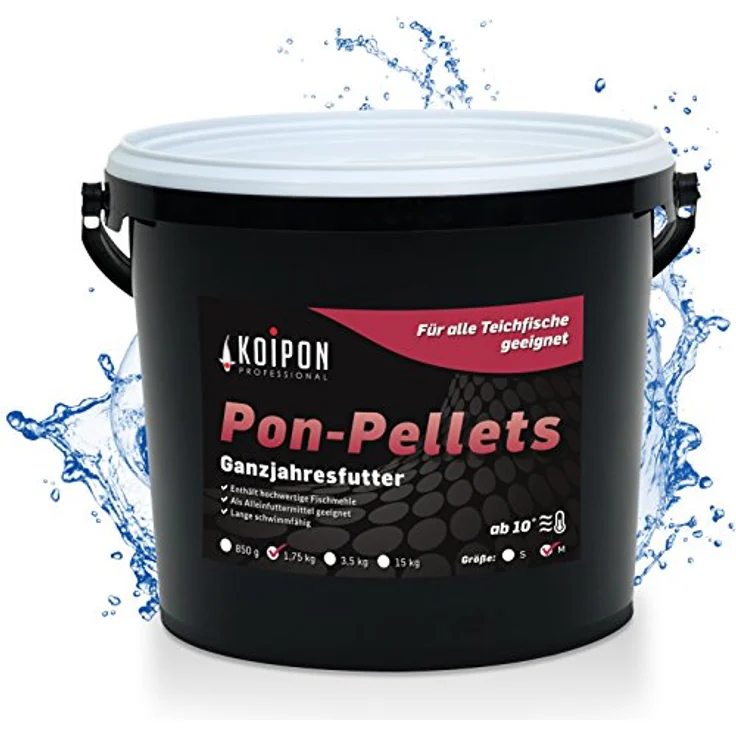KOIPON Pon-Pellets Koifutter 1,75 kg, 6 mm schwimmendes Ganzjahresfutter ohne Farbstoffe für Teichfische – Bild 1
