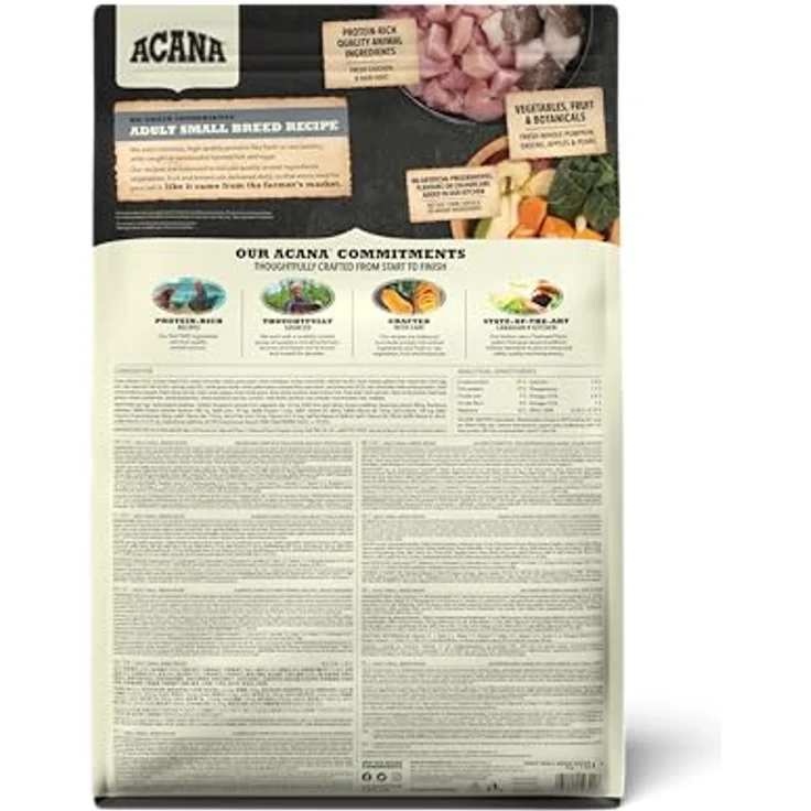 Acana Adult Small Breed, Hundefutter mit freilaufendem Huhn, wild gefangener Flunder und ganzen Nest-Eiern, getreidefrei, 6 kg – Bild 2