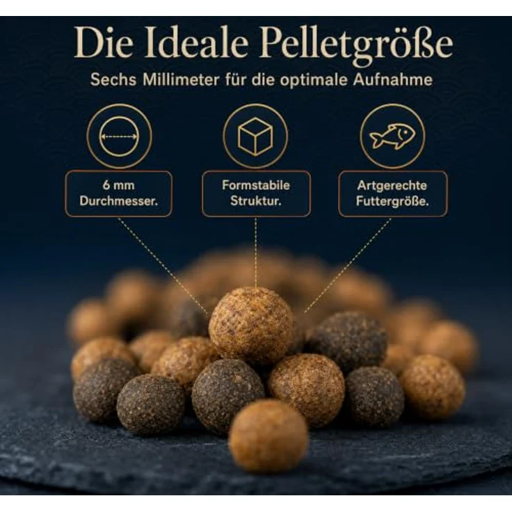 AGUALEVE PRO KOI Sommerfutter Mix 40 L (ca. 15 kg) – Ganzjahresmix, schwimmende 6 mm Pellets, für Koi, für Farbe & Kondition, Weizenkeim, Spirulina, Omega-3, Vitamin E, Made in Germany – Bild 3