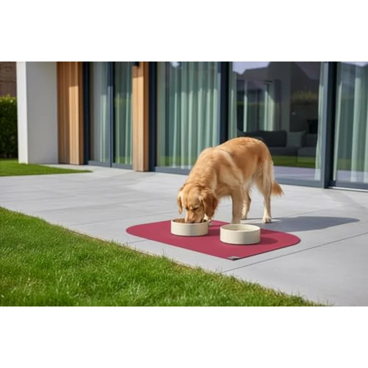 SANOZOO® Napfunterlage „Blatt", beidseitig rutschfest & waschbar, Futtermatte für Hund & Katze, rot 60 x 90 cm, Made in Germany – Bild 3