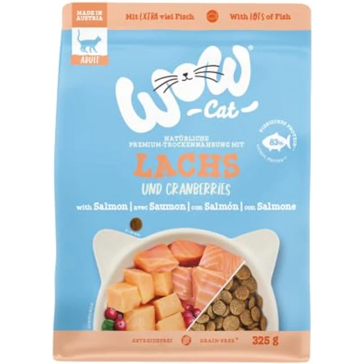 WOW Cat Adult Lachs, Premium-Katzenfutter mit 83 % tierischem Protein, 325 g – Bild 1