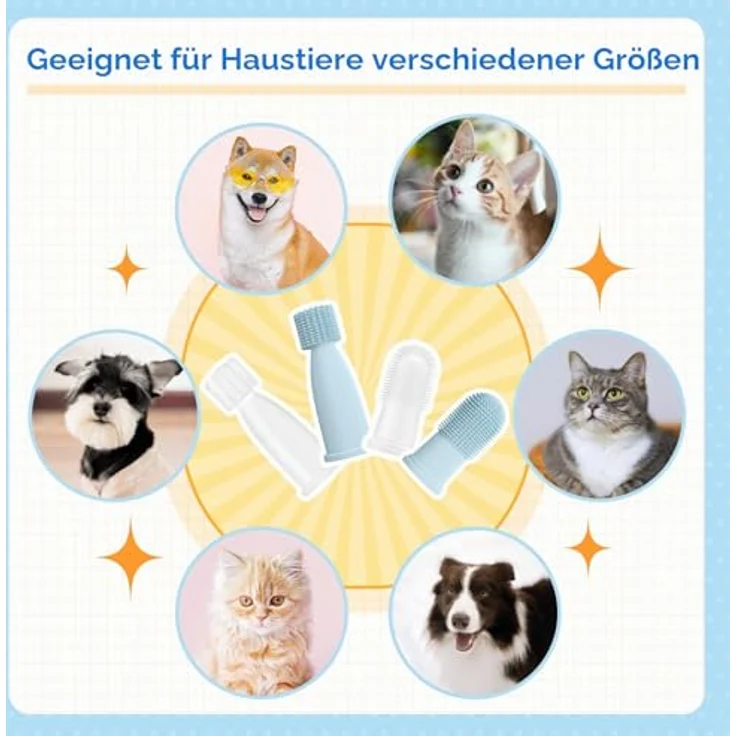 Aujzoo 360º Hundezahnbürste, Silikon Fingerzahnbürsten Set von 4 für Hunde und Katzen, BPA-frei, einfache Anwendung mit Aufbewahrungsbox – Bild 5