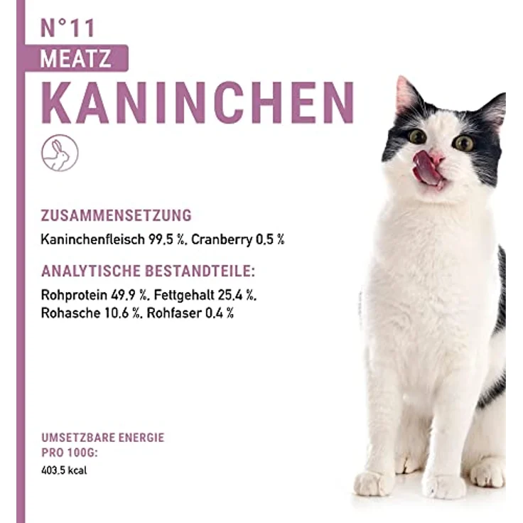 catz finefood Meatz Katzen Leckerlies Kaninchen N° 11 - gegrillte und getrocknete Fleischstreifen, 99,5% Fleischanteil, ohne Zucker und Getreide, 45g – Bild 4