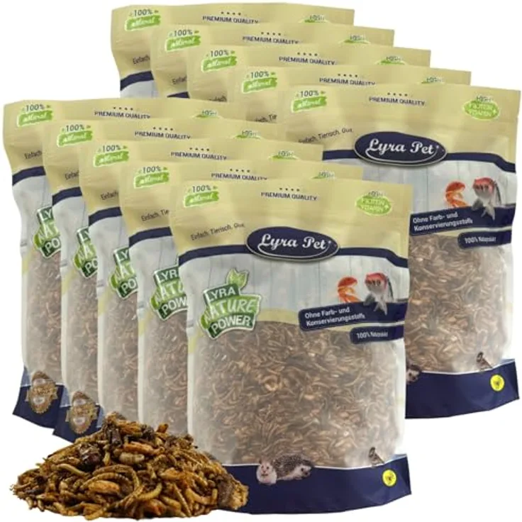 Lyra Pet® Protein Boost Insekten Mix 10 kg, getrocknet, reich an 54,7 % Rohprotein, geeignet für Vögel, Nagetiere, Fische & Reptilien