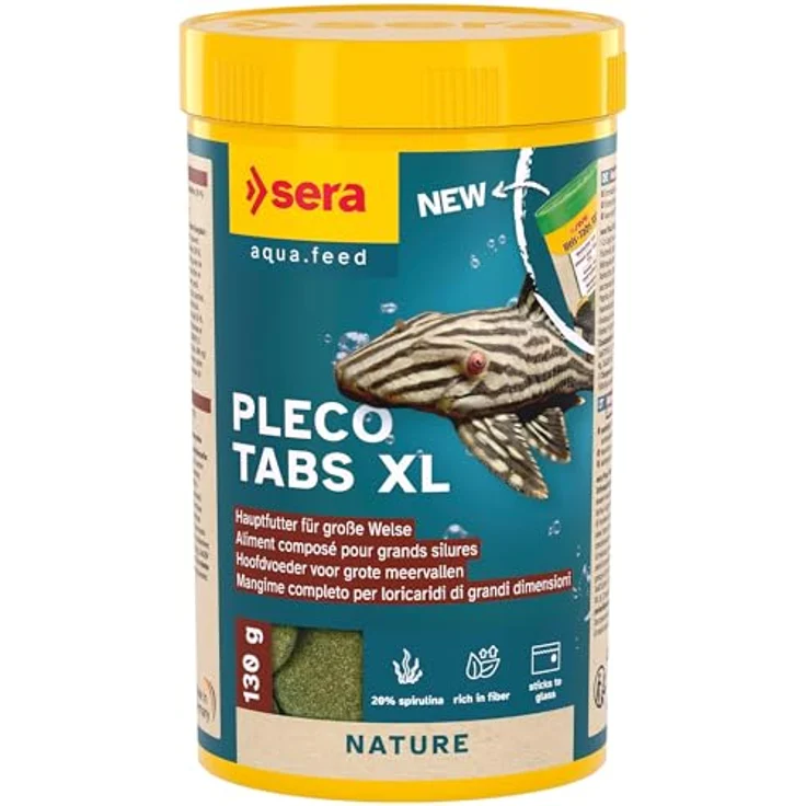 sera Pleco Tabs XL, Hafttabletten für größere Welse & Bodenfische, 19% Spirulina zur Förderung von Verdauung & Gesundheit, 250 ml (130 g) – Bild 1