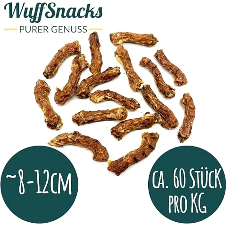 WuffSnacks Hühnerhälse getrocknet, 10 kg für Hunde, fettarm und proteinreich, natürlicher Kauartikel zur Zahnpflege, Gelenkunterstützung mit Chondroitin – Bild 5