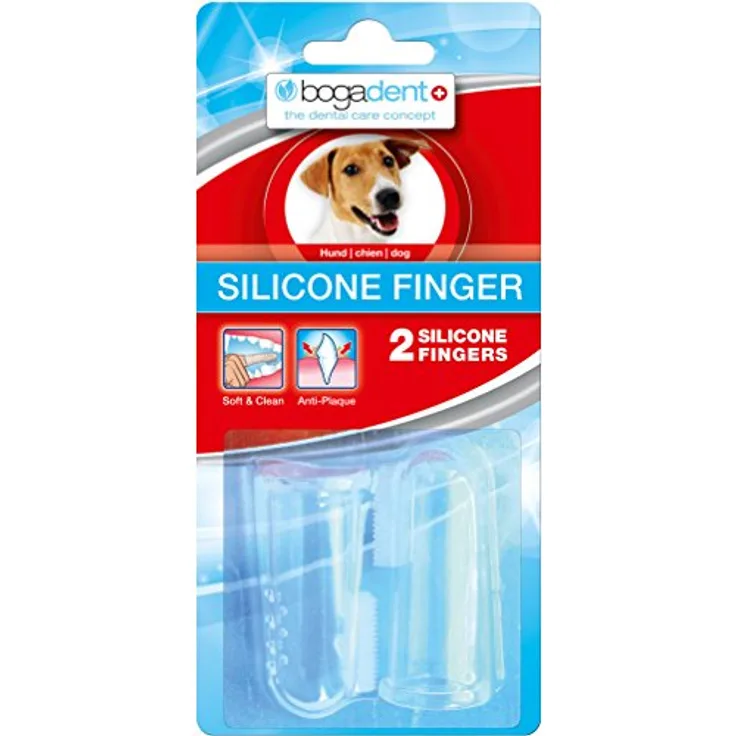 Bogadent Silicone Finger, Hundezahnbürste mit Borsten- und Noppenstruktur, 2 Stück, Anti-Plaque Zahnsteinentferner für Hunde