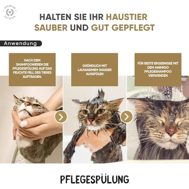 animigo Conditioner für Hunde & Katzen, 500ml Spülung mit Kokosöl & Avocadoöl, für Langhaar & Kurzhaar, bei Juckreiz & trockener Haut, ohne Parfüm – Bild 3