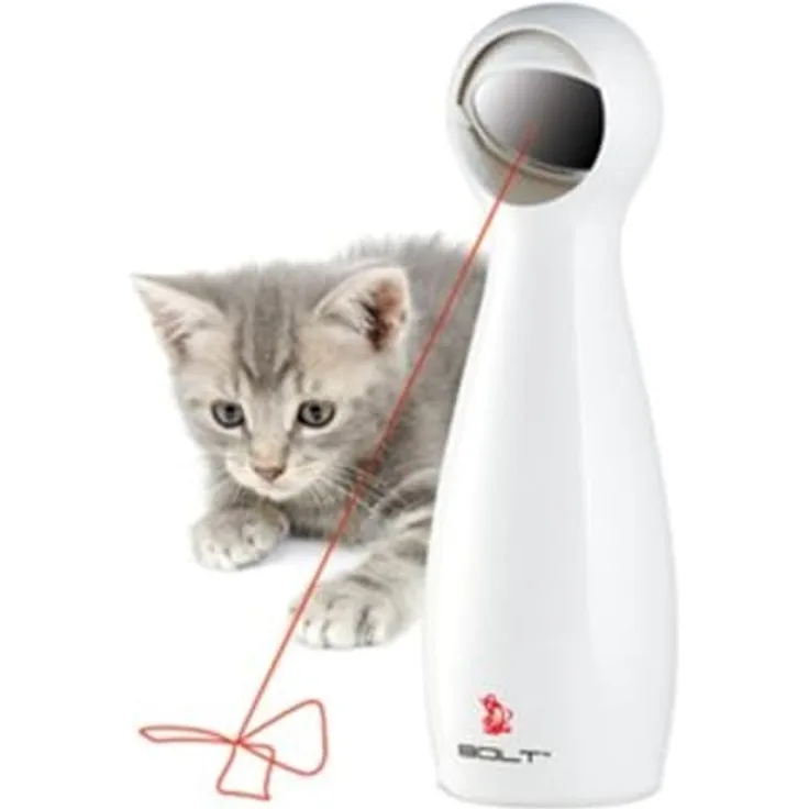 PetSafe Bolt Laser-Katzenspielzeug, Automatischer Laserpointer mit 15-Minuten-Timer, Weiß