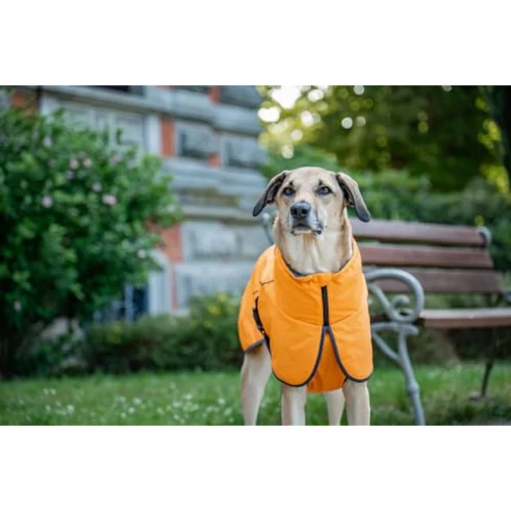Wolters Hundemantel Cape Drizzle, wasserdichte Ganzjahresjacke mit reflektierenden Details, in Magenta und Orange, verschiedene Größen – Bild 3