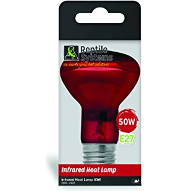 Reptile Systems 117013 IntraRed Heat Lamp, 50W E27, ideale Terrarienbeheizung für wechselwarme Tiere